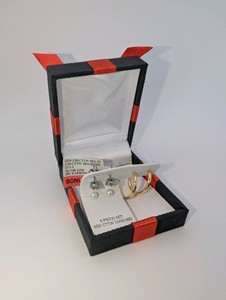 3-piece earring set, Gold PlatedGenuine Diamond NIB