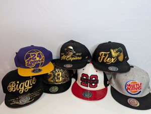 New, Snapback Baseball Hat Lot of 7, Flat bill Cap