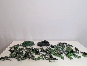 Vintage Plastic Toy Soldiers and Tanks, Hong Kong