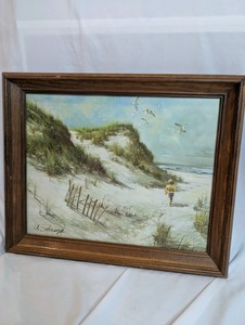 Vintage 1975 framed lithograph titled A Day at the Beach by artist Adolf Sehring