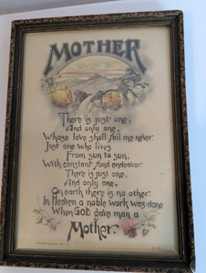 Framed antique Reinthal & Newman lithograph print titled Mother, #125