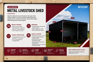 Galvanized Metal Livestock Shed  2026  Unused  SDLGM1220F