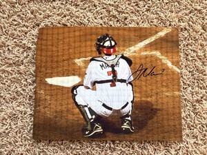 Joe Mauer Autographed Picture, 8x10 Comes With Picture of Joe Mauer Signing The Picture After a Baseball Game