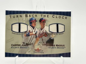 2001 Fleer Platinum Turn Back the Clock Chipper jones and Greg Maddux Dual Jersey Card