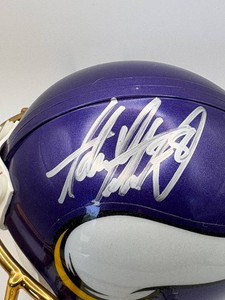 Adrian Peterson Autographed Football Mini Helmet Minnesota Vikings Legend Authenticated Autograph, Comes With COA Certificate