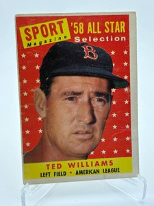 1959 Topps Ted Williams All Star Sport Magazine Card, Crease, Vintage Baseball