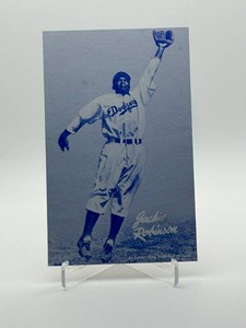 Jackie Robinson Exhibit Card 1980 Hall of Famer Blue Version, Iconic Player in MLB Baseball History