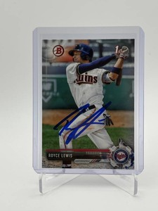 2017 Bowman Royce Lewis 1st Bowman Rookie Card On-Card Autograph Minnesota Twins, Clean and Clear Autograph