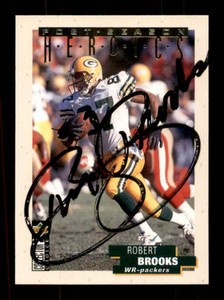 1996 Upper Deck Collectors Choice Robert Brooks Post Season Heroics On-Card Autograph Green Bay Packers