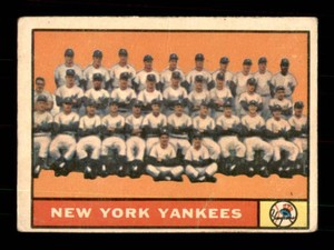 1961 Topps New York Yankees Team Card (Mickey Mantle Card, Hes Included in the Picture) Vintage Baseball Card