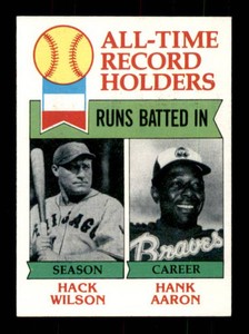1979 Topps All-Time Record Holders RBI Hack Wilson and Hank Aaron