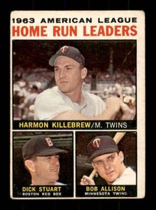 1964 Topps American League Home Run Leaders 1963 Harmon Killebrew Card