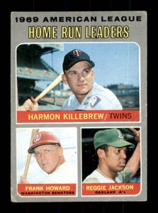1970 Topps American League Home Run Leaders From 1969 Harmon Killebrew and Reggie Jackson