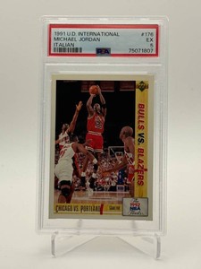 1991 Upper Deck International Michael Jordan Card ITALIAN Version PSA Grade 5 EXCELLENT NBA Legend and Hall of Famer Greatest of All Time