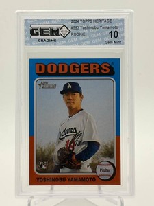2024 Topps Heritage Yoshinobu Yamamoto #553 Rookie Card GEM Grading Graded 10 Gem Mint