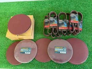 New 8 60Grit Sanding Disks & 1 x 42 Sanding Belts