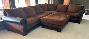 LLR - Sectional Sofa & Ottoman With Leather Accents