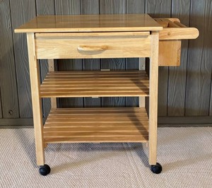 LLR - Rolling Wood Kitchen Cart With Drawer & Shelves