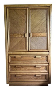 BR2 - Vintage Oak Armoire Cabinet  Vintage Gentlemens Chest Armoire with Carved Panel