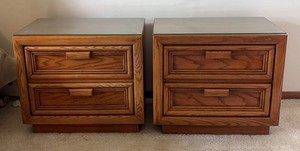 BR2 - Vintage Oak Nightstand Pair
