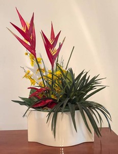 BR1 - Faux Floral Arrangement in White Planter