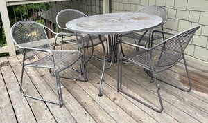 BY - Outdoor Metal Patio Table & 4 Chairs Set