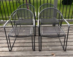 BY - Patio Metal Mesh Chairs (Lot of 4)