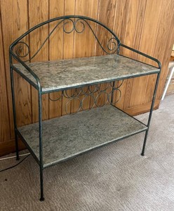 FR - Vintage French Country Style Marble Top Metal Shelf