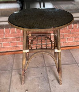 LP - Vintage Mid Century Patio Table With Glass Top