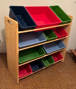 LLR - Wooden Bin Shelf Organizer With 13 Bins