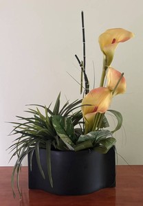 BR1 - Faux Floral Arrangement in Black Planter