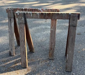 G - Wood Sawhorses Pair 33in Tall