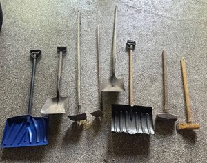 G - Garden Tools Mixed Lot Shovels, Hoes, Axe & More