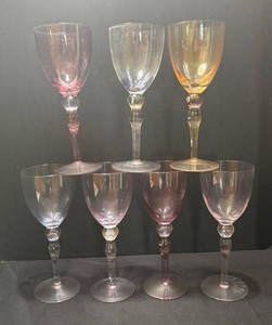 K - Vintage Pastel Stemware Set of 7