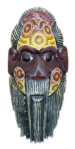 LR - Hand-Carved Wooden Decorative Mask Dot-Painted Tribal Style