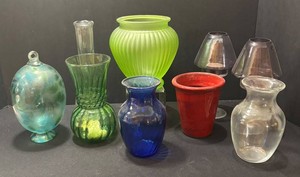 K - Glass Vase and Candle Holder Mixed Lot