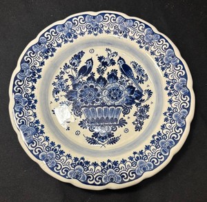 K - Delft Hand Painted Plate 9in Blue & White