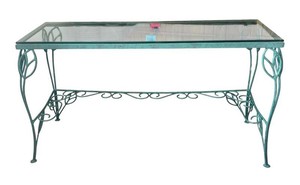 FR - Glass Top Console Table With Metal Frame