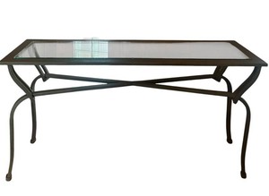 H - Metal Glass Top Console Table