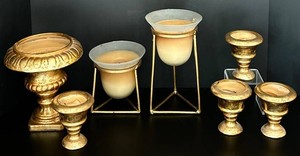 LR - Set of 7 Decorative Gold Candle Holders