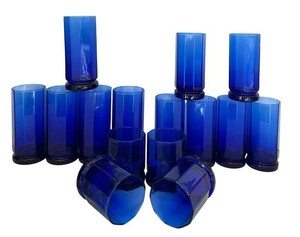 K - Vintage Cobalt Blue Anchor Hocking Essex Tumblers