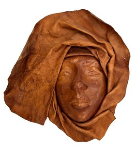 LR - Handmade Leather Wall Hanging Face Sculpture