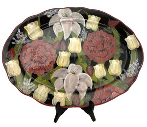 LR - Vintage Crossfield International Floral Platter