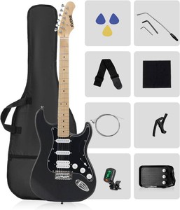 $130 RVONE RST-150 39 Beginner Electric Guitar Kit with Amp & HSS Pickups, Starter Set, Gig Bag