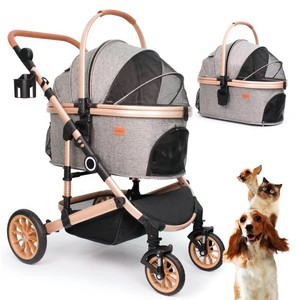 $180 Bicystar Pet Stroller for Medium Dogs - 3-in-1 Car Seat, Detachable Carrier, Up to 50 lbs, Grey