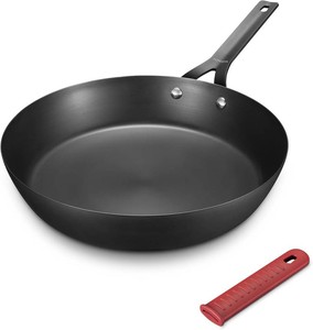 Carbon Steel 12-Inch Nonstick Frying Pan, Cookware with Silicone Handle, Induction Safe