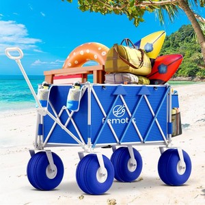 $189 Beach Wagon with 10.5 TPU All-Terrain Wheels, Heavy-Duty Folding Cart, 150L (Blue)