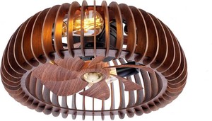 $151 20 Semicircle Flush Mount Fan Light with Remote, 6 Speeds, Quiet DC Motor, Wood