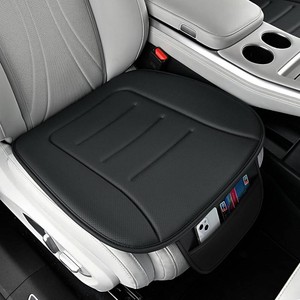 KAYI Car Seat Cushion with Memory Foam, Breathable Leather Surface, Anti-Slip Bottom, Black