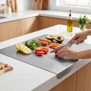 2026 Stainless Steel Cutting Board with Lip, 304 Food Grade, Large 16x23 Cutting Mat